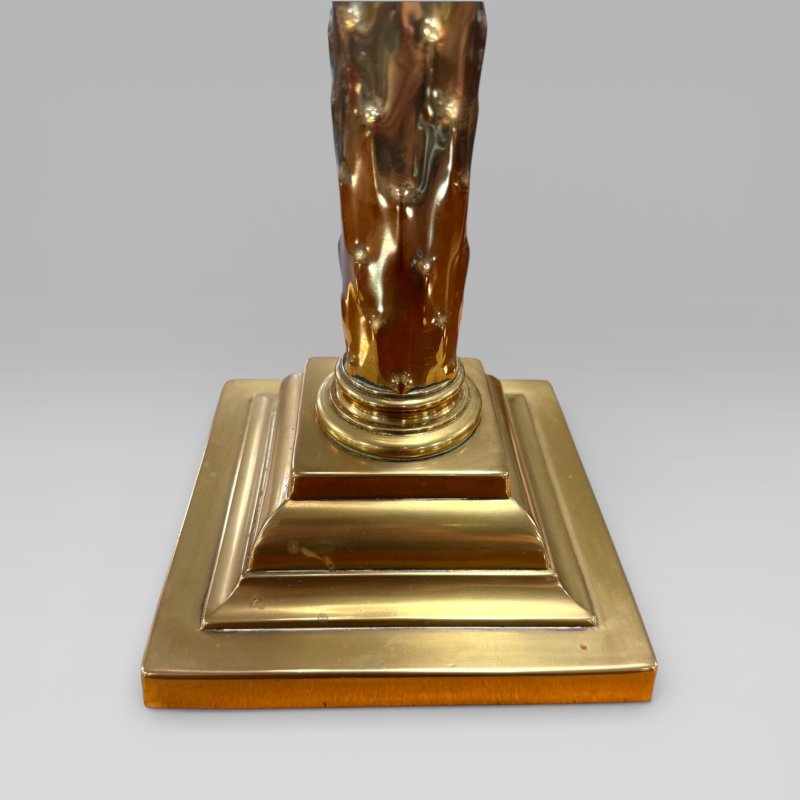 Antique Victorian Duplex Etched Glass Tulip Shade Oil Lamp With Brass Column - Image 8